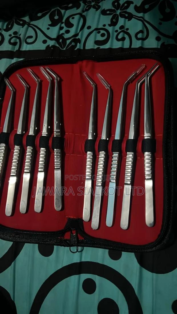 Dental Cotton Tweezer Serrated Angled Beak Dressing 10 PCS · Photo 1