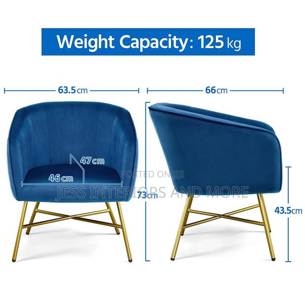 Velvet Accent Chair (Blue) · Photo 3