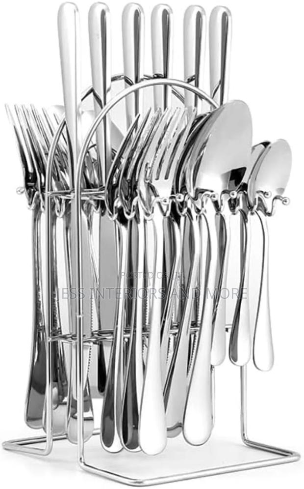 24 Piece Stainless Steel Cutlery Set(Silver) · Photo 1