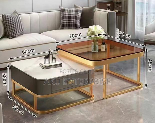 2 in 1 Modern Centre Table Marble and Glass · Photo 1