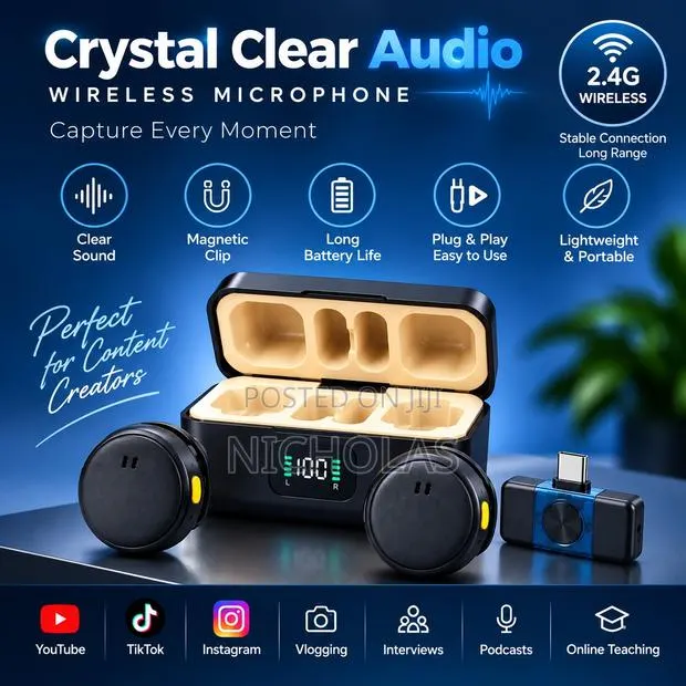 Dual Wireless Magnetic Microphone for YouTube, Vlogging Podcasts · Photo 1
