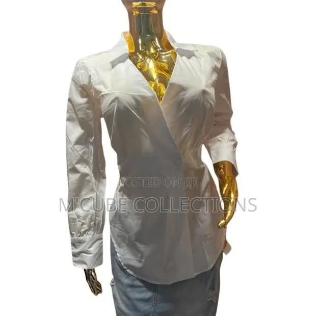 Women's White Cotton Top With Sheer Layered Sleeves –Timeless Elegance · Photo 1