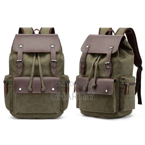 Army Green Canvas Fashion Luxury Laptop Backpack · Photo 1
