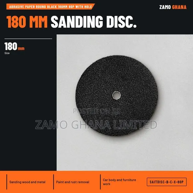 Abrasive Paper Round Black 180Mm 80P With Hole - SAITDISC-B-C-X-80P · Photo 1