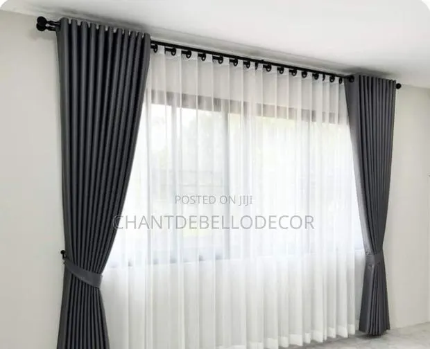 Rush Now 4 in 1 Blackout Curtains With White Transparent Voile Set · Photo 1