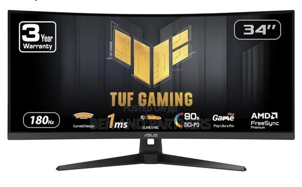 ASUS Tuf 34”, Wqhd, 180hz, 1ms, Hdr, Curved Gaming Monitor · Photo 1