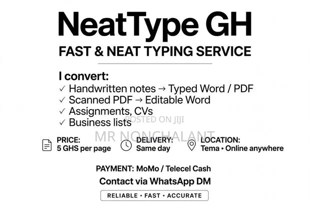 Fast Typing Service Per Page - Tema - NeatType GH · Photo 1
