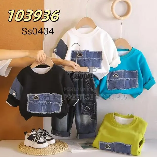 Denim Pocket Kids Outfit Set · Photo 1