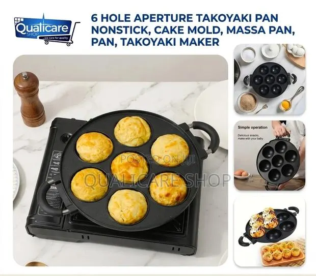 6 Hole Aperture Takoyaki Pan Nonstick Massa Pan, Takoyaki Maker Have · Photo 1