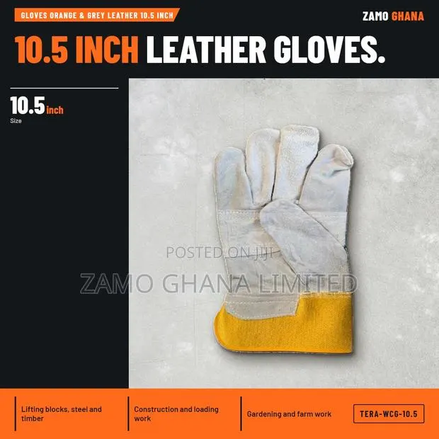 Gloves Orange & Grey Leather 10.5 Inch - TERA-WCG-10.5 · Photo 1