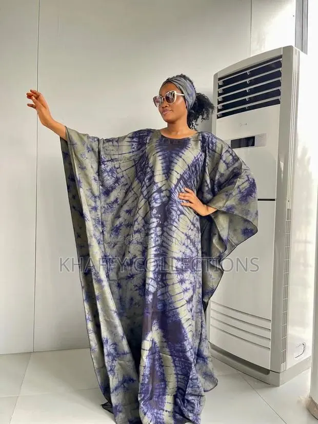 Rich Aunty Bubu Gown - Tie & Dye Kaftan + Scarf - Pay on Delivery · Photo 1