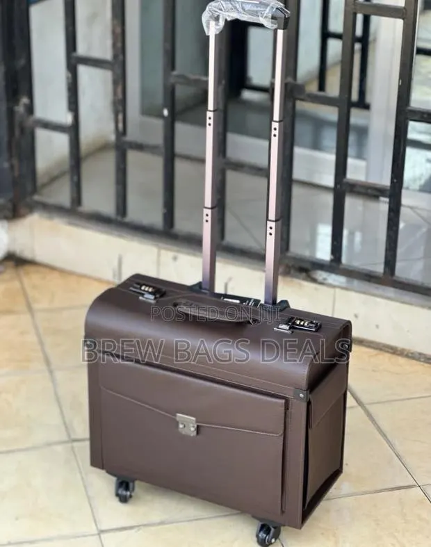 Premium Quality Pure Leather Pilot Briefcase Trolley Bag. · Photo 1