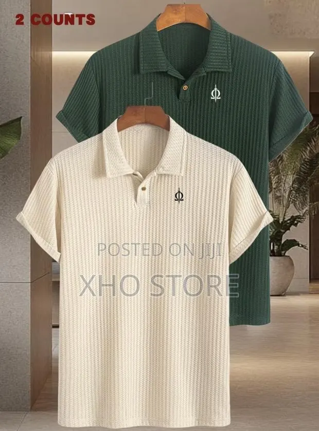 Summer Shirt Textured Jacquard Short Sleeve Polo Shirts