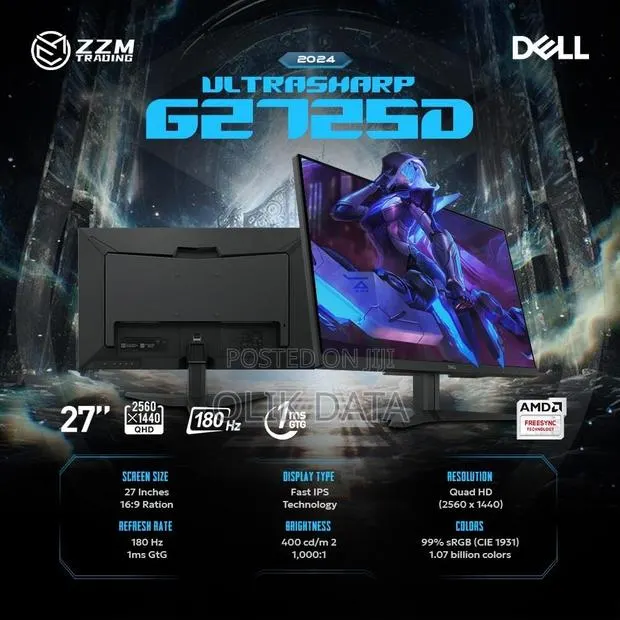 Dell 27-Inch QHD 180hz Great Colour Coverage Gaming Monitor · Photo 1