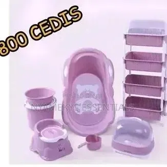 8pcs Baby Bath Set - Bath Tub + Buckets + Baskets - Pink & Blue - · Photo 1