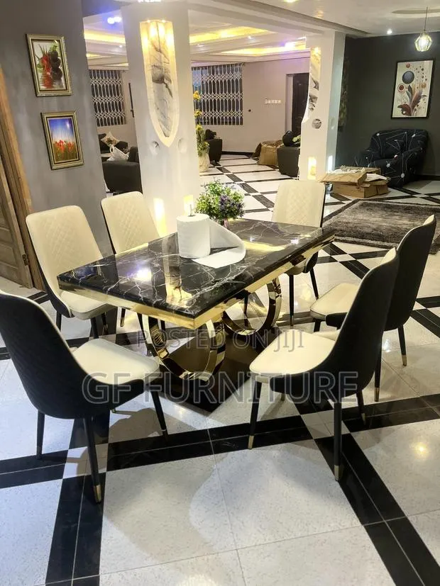 6 Chairs Marble Dining Table Set · Photo 1