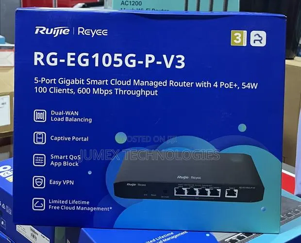 Ruijie Rg-Eg105g-P-V3 Cloud Manage Router With 4 Port Poe Switch · Photo 1