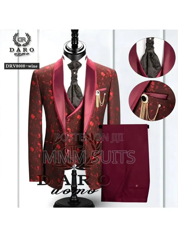 High Quality 3-Piece Men Suits for All Occasions in Burgundy · Photo 1