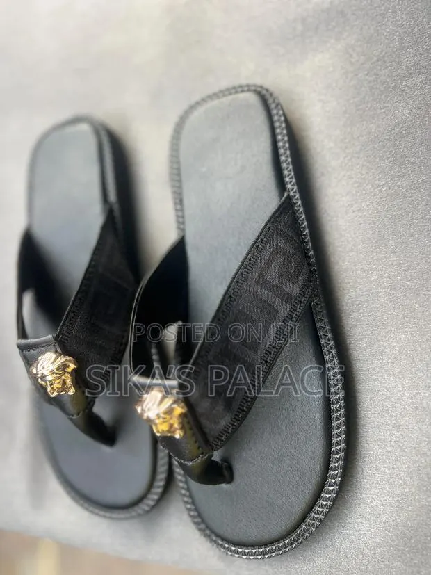 Black Versace Strap Slippers · Photo 1