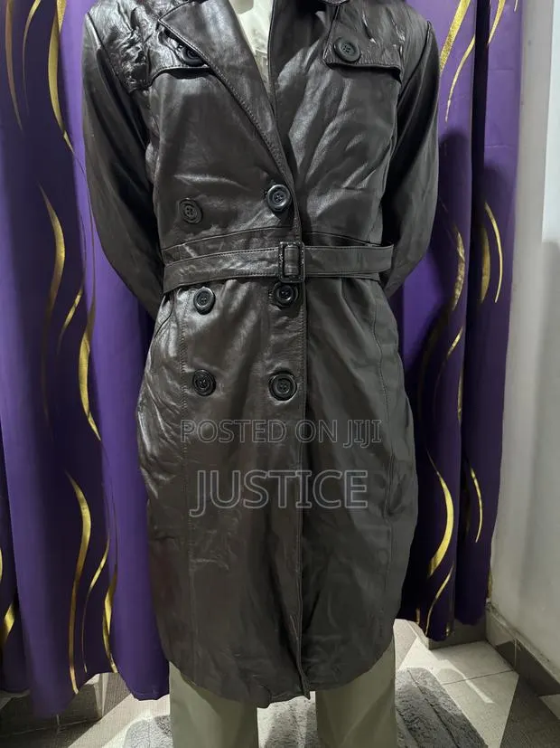 Double-Breasted Leather Trench Coat · Photo 1