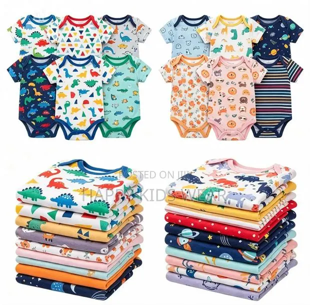 3pcs 100% Cotton Newborn Short Sleeve Jumpsuit · Photo 1