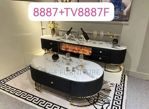 Modern Faux Marble Tv Stand Coffee Table Set · Photo 1