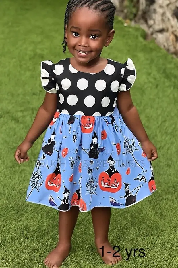 Polka Dot Halloween Print Ruffle Dress (1–2 Yrs) · Photo 1
