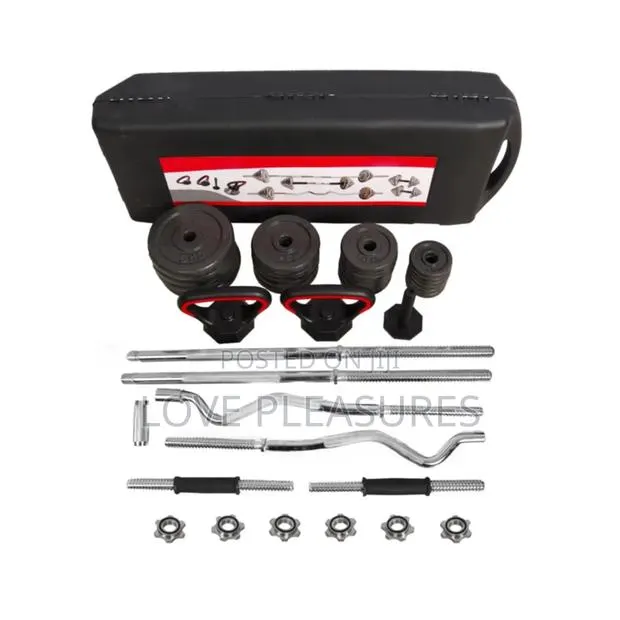 58kg Cast Iron Barbell, Dumbell and Kettlebell Set in Travel Case