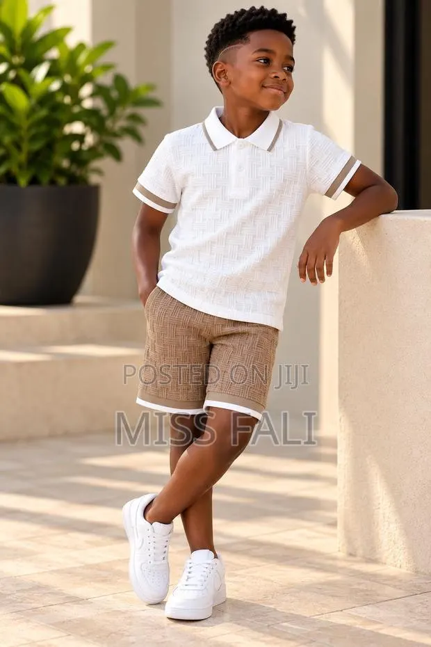 Luxe Textured Polo Set. 9-10Years · Photo 1