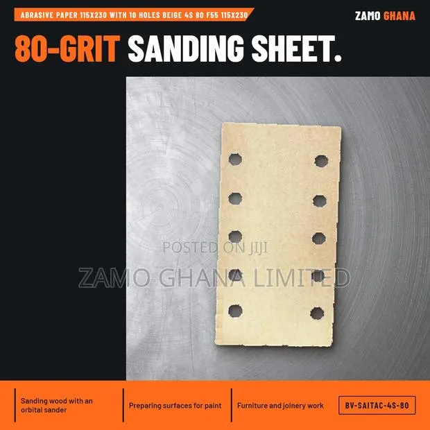 Abrasive Paper 115X230 With 10 Holes Beige 4S 80 F55 - BV-SAITAC-4S-80 · Photo 1
