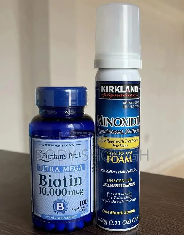 Kirkland Minoxidil Foam + Ultra Mega Biotin Beard Combo Pack · Photo 1