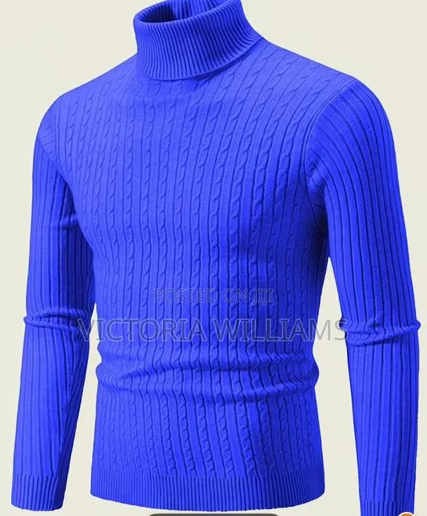 Men's Turtleneck Pullover Plain Ribbed Knitted Jumper Casual Turtlenec · Photo 1