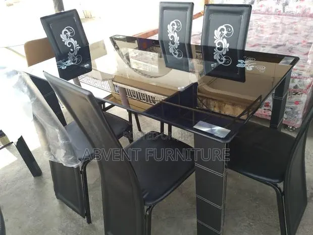 Thick Glass 6 Chairs Dining · Photo 1