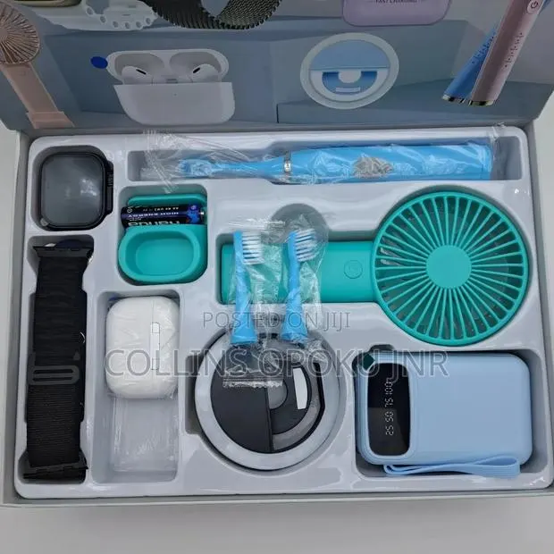 NEO 500 Smart Watch Combo Gift Set [Airpod, P. Bank, Fan, Brush - BLUE · Photo 4
