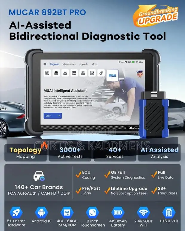 Mucar 892bt PRO AI Bi-Directional OBD2 Diagnostic Scanner (Topology)
