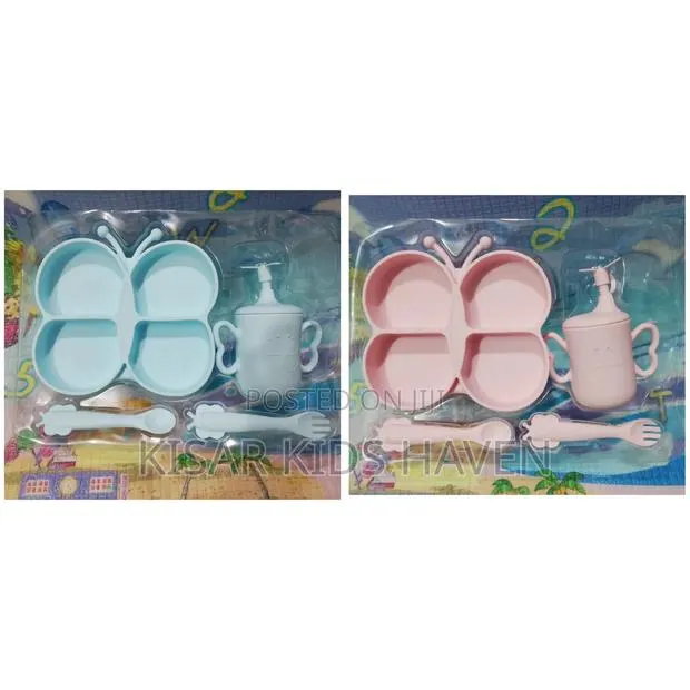 Simple Silicone Feeding Set 4pcs ( Blue and Pink Colour) · Photo 1