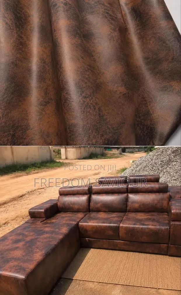 Premium Vintage Brown Leather Sofa Material · Photo 1