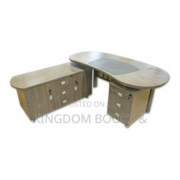 Executive L-Shaped Office Desk With Side Cabinet Drawers · Photo 1