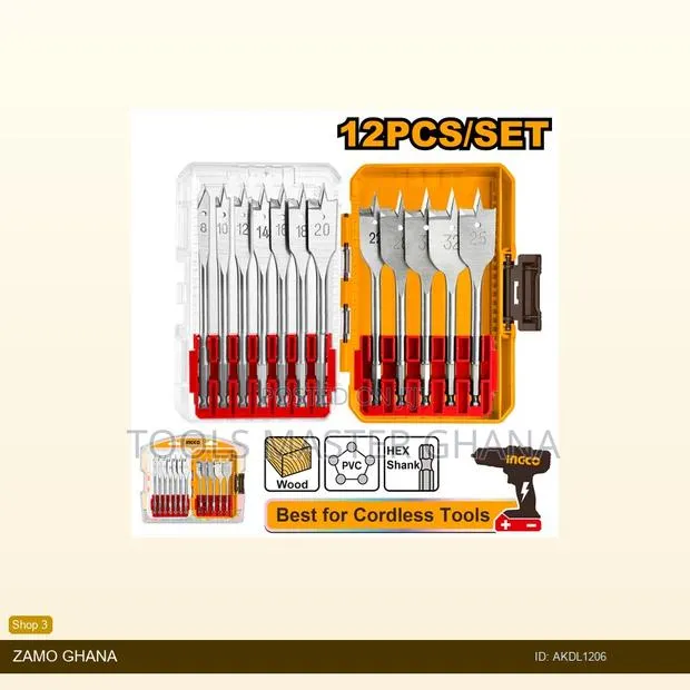 12 PCS Flat Wood Drill Bits - Akdl1206 · Photo 1