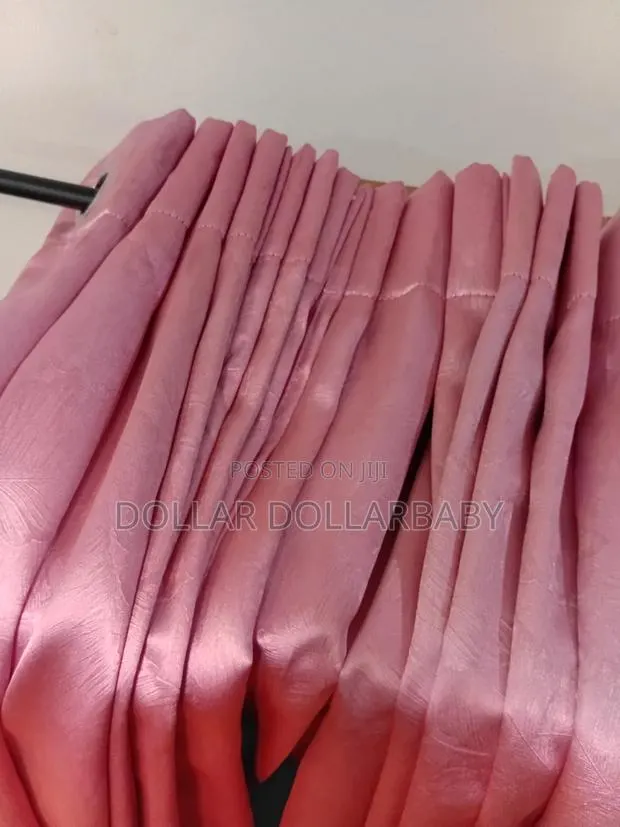 Set of 4 Pink Faux Silk Floor-Length Eyelet Curtains · Photo 1
