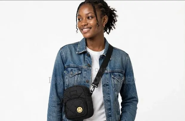 Smiley Mini Cross Bag Black Quilted - Kumasi Delivery Today · Photo 1