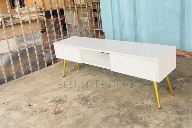 White With Golden Leg Tv Stand
