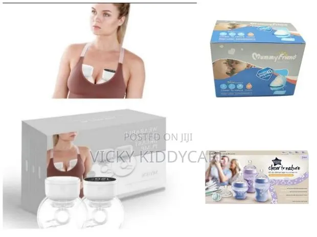 Wearable Electric Breast Pump With Breast Pad and Bottles · Photo 1