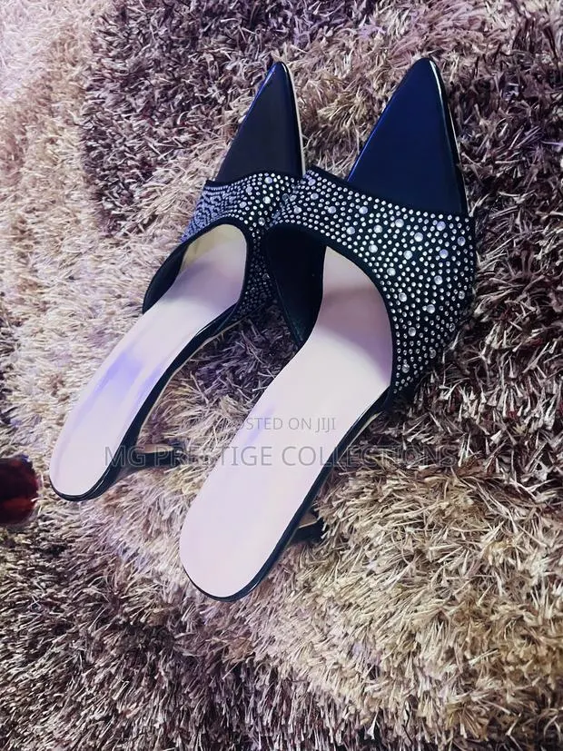 Black Rhinestone Pointed-Toe Mules · Photo 1