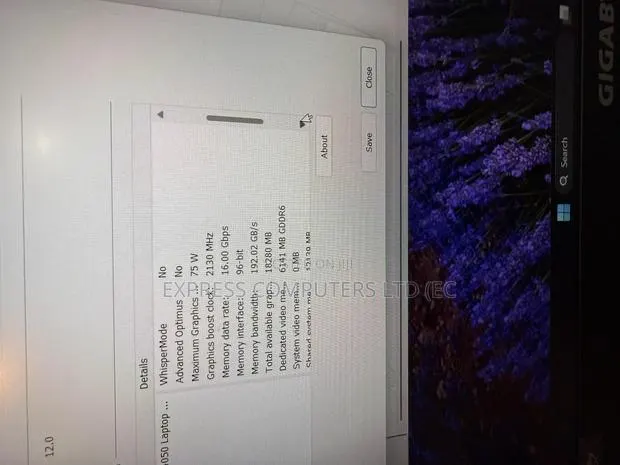 Laptop Gigabyte AORUS 5 24GB Intel Core i7 SSD 1T · Photo 1