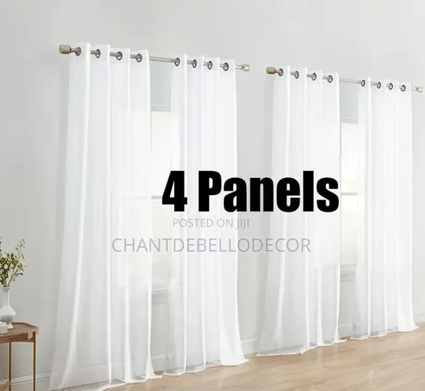 Pure White 4pcs Transparent Voile Curtains 140x274cm · Photo 1