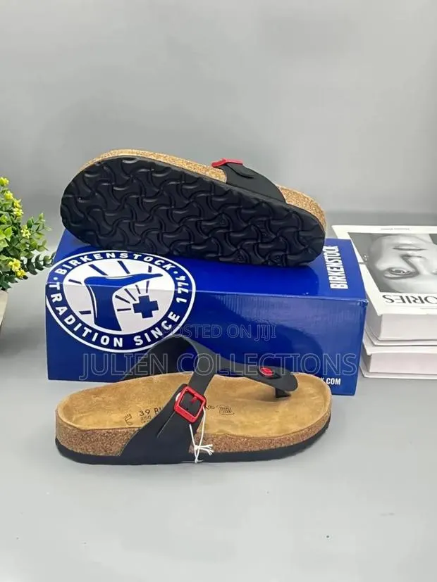 Birkenstock Sandals Leather Black Red · Photo 1