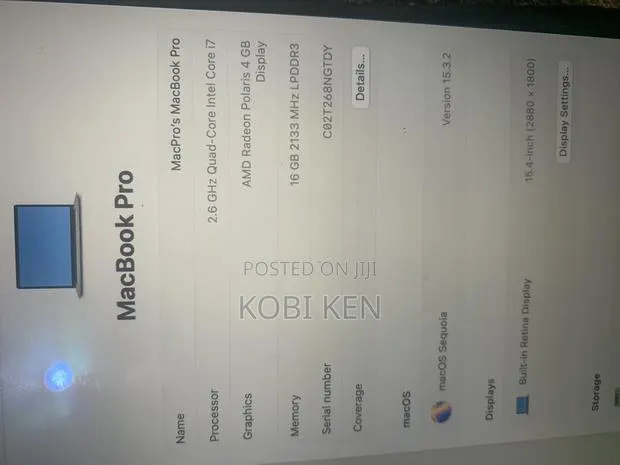 Laptop Apple MacBook Pro 2018 16GB Intel Core i7 SSD 256GB · Photo 1