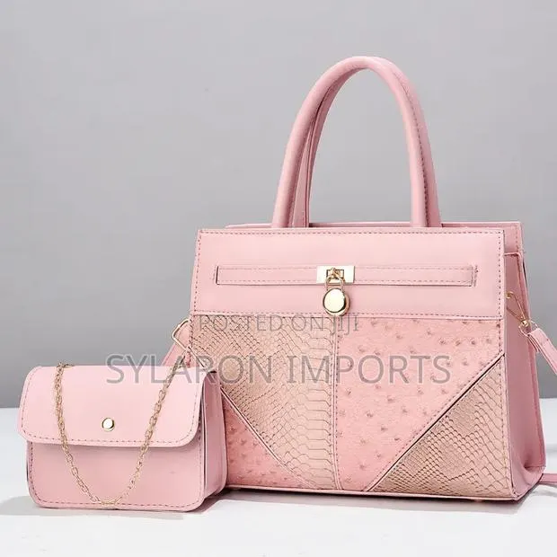 Women’S 2-in-1 Patchwork Tote Handbag Set - Pink · Photo 1