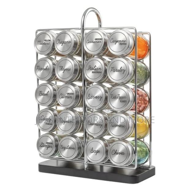 Spice Rack Stainless Steel Filled With Spices-20 Jar · Photo 1